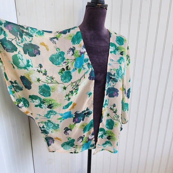 Windsor Women’s Floral Print Kimono Sheer Cover Up Beige One Size Fits Most OS - Picture 6 of 10